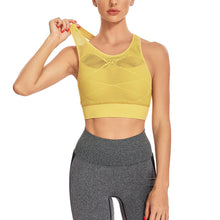 Load image into Gallery viewer, Hollow Out Padded Sports Bra Top Women Seamless Breathable Mesh Workout Gym Bras Backless Push Up Fitness Yoga Bras