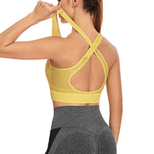 Load image into Gallery viewer, Hollow Out Padded Sports Bra Top Women Seamless Breathable Mesh Workout Gym Bras Backless Push Up Fitness Yoga Bras