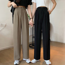 Load image into Gallery viewer, Women's Trousers High Waist Suit Pants Slimming Elastic Waist Vertical Leg Pants