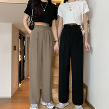 Load image into Gallery viewer, Women's Trousers High Waist Suit Pants Slimming Elastic Waist Vertical Leg Pants