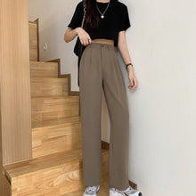 Load image into Gallery viewer, Women's Trousers High Waist Suit Pants Slimming Elastic Waist Vertical Leg Pants