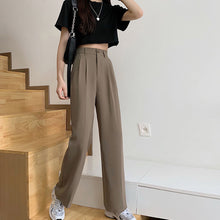 Load image into Gallery viewer, Women's Trousers High Waist Suit Pants Slimming Elastic Waist Vertical Leg Pants