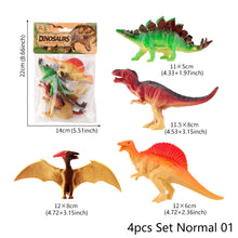 Load image into Gallery viewer, 4pcs/set Small Dinosaur Model Toy Mini Jurassic Tyrannosaurus Raptor Pterosaur Stegosaurus Gift for Kids