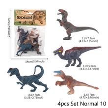 Load image into Gallery viewer, 4pcs/set Small Dinosaur Model Toy Mini Jurassic Tyrannosaurus Raptor Pterosaur Stegosaurus Gift for Kids