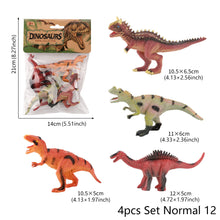 Load image into Gallery viewer, 4pcs/set Small Dinosaur Model Toy Mini Jurassic Tyrannosaurus Raptor Pterosaur Stegosaurus Gift for Kids