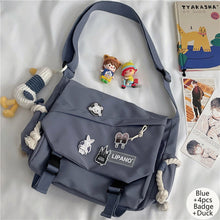 Load image into Gallery viewer, Nylon Handbags Large Capacity Shoulder Bag Diagonal Cross Bag Student School Bags Messenger Bag Korea ins Tooling Anti-water Crossbody Bags for Teenager