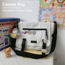 Load image into Gallery viewer, Canvas Large Capacity Shoulder Bag Diagonal Cross Bag Harajuku Student School Bags Messenger Bag Tooling Anti-water Crossbody Bags for Teenager