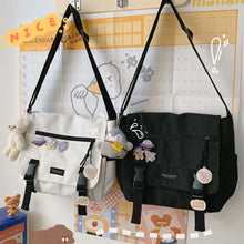 Load image into Gallery viewer, Canvas Large Capacity Shoulder Bag Diagonal Cross Bag Harajuku Student School Bags Messenger Bag Tooling Anti-water Crossbody Bags for Teenager