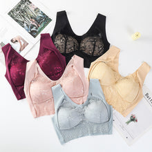 Load image into Gallery viewer, Women Lace Gathered Without Underwire Bra Tank Top Underwear Solid Color Soft Breathable Lingerie