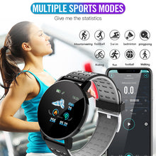 Load image into Gallery viewer, Smart Watch Men Women Heart Rate Blood Pressure Monitoring Fitness Sport racker Bluetooth Play Music Call 119 Smart Watch