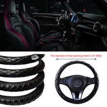 Load image into Gallery viewer, 37-38cm Diameter PU Leather Car Steering Wheel Cover Crystal Crown Steering Non-slip Protective Interior Accessories