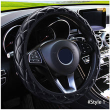 Load image into Gallery viewer, 37-38cm Diameter PU Leather Car Steering Wheel Cover Crystal Crown Steering Non-slip Protective Interior Accessories