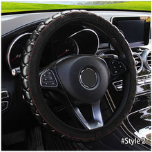 Load image into Gallery viewer, 37-38cm Diameter PU Leather Car Steering Wheel Cover Crystal Crown Steering Non-slip Protective Interior Accessories