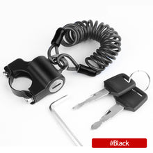 Load image into Gallery viewer, Motorcycle Helmet Lock Anti-Theft Helmet Security Lock Metal 20mm-28mm Black with 2 Keys and Wire Rope Set
