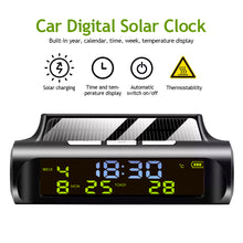 Load image into Gallery viewer, Solar Car Digital Clock LCD Time Date Temperature Display Outdoor Car Part Decoration C01