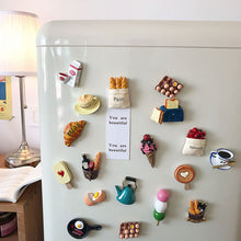 Load image into Gallery viewer, 3D Tomato Egg Pan Teapot Milk Model Fridge Magnets Collection Photo Wall Cute Souvenir Gifts Message Board Reminder Home Decoration Kitchen