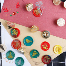 Load image into Gallery viewer, 25mm Merry Christmas Wax Seal Stamps Santa Claus Deer Gift Snowman Sealing Stamp Head For Xmas Scrapbooking