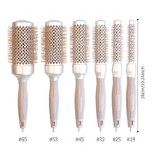 Load image into Gallery viewer, Ceramic Aluminum Tube Roller Comb Nylon Needle Curling Hair Comb Hairdressing Styling Comb Creative Blowing Cylinder Comb
