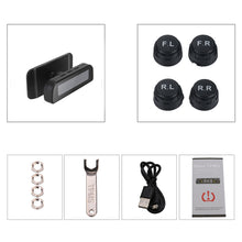 Load image into Gallery viewer, Car Tire Pressure Alarm TPMS Solar Digital Automatic Clock LCD Display Auto Security System Temperature Warning