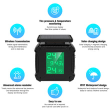 Load image into Gallery viewer, Motorcycle Tire Pressure Monitoring TPMS Tire Temperature Alarm System LCD Display Solar Charging Waterproof Sensor