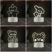 Load image into Gallery viewer, 3D Lamp Happy Bear Acrylic USB LED Night Lights Neon Sign Lamp Xmas Christmas Decorations for Home Bedroom Birthday Decor Wedding Gifts