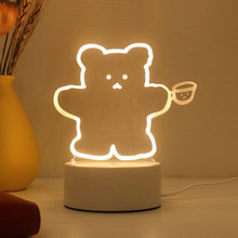Load image into Gallery viewer, 3D Lamp Happy Bear Acrylic USB LED Night Lights Neon Sign Lamp Xmas Christmas Decorations for Home Bedroom Birthday Decor Wedding Gifts