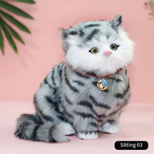 Load image into Gallery viewer, Simulation Mini Cat Cute Cloth Pad Plush Cats with Sound Children Birthday Gifts Creative Imitation Cat Ornaments Home Decoration Supplies