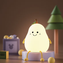 Load image into Gallery viewer, USB Rechargeable Pear Nightlight Patting Switch Children Kid Bedroom Bedside Lamp Decoration Atmosphere Table Lamp Birthday Gift