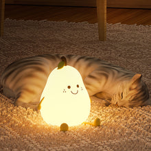 Load image into Gallery viewer, USB Rechargeable Pear Nightlight Patting Switch Children Kid Bedroom Bedside Lamp Decoration Atmosphere Table Lamp Birthday Gift