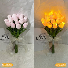 Load image into Gallery viewer, 10/15pcs Luminous LED Tulip Bouquet with Light Christmas Gift Valentine's Day Flower Bouquet Photo Prop Flower Birthday Gifts Wedding Home Decoration