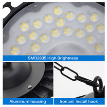Load image into Gallery viewer, 100W 150W 200W UFO LED High Bay Light AC220V Waterproof Warehouse Garage Light Super Bright Commercial Industrial Lighting