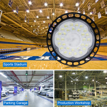 Load image into Gallery viewer, 100W 150W 200W UFO LED High Bay Light AC220V Waterproof Warehouse Garage Light Super Bright Commercial Industrial Lighting