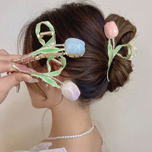 Load image into Gallery viewer, Personalized Korean Version Gentle Colorful Tulip Green Leaf Elegant Fashionable Clamp