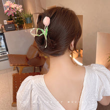 Load image into Gallery viewer, Personalized Korean Version Gentle Colorful Tulip Green Leaf Elegant Fashionable Clamp