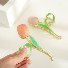 Load image into Gallery viewer, Personalized Korean Version Gentle Colorful Tulip Green Leaf Elegant Fashionable Clamp