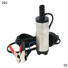 Load image into Gallery viewer, 12V/24V 38mm Electric Fuel Transfer Pump Water Oil Transfer Refueling Submersible Pump With Clips or Cigarette Lighter For Diesel Water Pump Motorbike