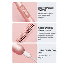 Load image into Gallery viewer, Portable USB Interface Straight Hair Comb Constant Temperature Multi-function Hair Straightener Dual-purpose Curling Iron Hair Style Tool