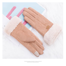 Load image into Gallery viewer, Suede Plush Thickened Touch Screen Warm Gloves Winter Warm Cold Proof Gloves Comfortable Soft Fabric Gloves for Women