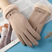 Load image into Gallery viewer, Suede Warm Gloves Winter Plush Thickened Split Finger Gloves Soft Comfortable Touch Screen Warm Gloves for Women