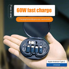 Load image into Gallery viewer, Cable Case Multifunction Cable Box USB C Type-C Micro Lightning 60W Power Cable SIM Ejector Pin Mirror TF Card Slot Gift