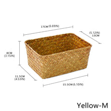 Load image into Gallery viewer, Woven Seagrass Storage Baskets Hand-woven Straw Seaweed Basket Desk Organizer Picnic Basket Rectangular Box Fruit Snack Cosmetics Container