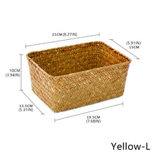 Load image into Gallery viewer, Woven Seagrass Storage Baskets Hand-woven Straw Seaweed Basket Desk Organizer Picnic Basket Rectangular Box Fruit Snack Cosmetics Container