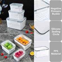 Load image into Gallery viewer, Refrigerator Storage Box Square Sealed Box With Drain Basket Fridge Organizer Food Container Fresh Vegetable Box Durable Kitchen Fresh-keeping Box
