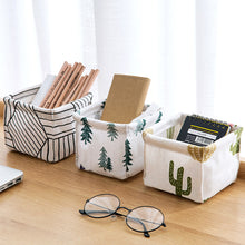 Load image into Gallery viewer, Desktop Storage Box Cotton Linen Fabric Sundries Storage Boxes Foldable Office Stationery Storage Basket CosmeticOrganizer