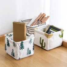 Load image into Gallery viewer, Desktop Storage Box Cotton Linen Fabric Sundries Storage Boxes Foldable Office Stationery Storage Basket CosmeticOrganizer