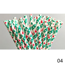 Load image into Gallery viewer, 25Pcs Christmas Paper Straws Disposable Biodegradable Drinking Straw Snowflake Xmas Tree Decoration for New Year Wedding Birthday Party Event Supplies