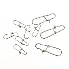 Load image into Gallery viewer, 100pcs Stainless Steel Fishing Connector Fast Clip Lock Snap Swivel Solid Rings Safety Snaps Fishing Hook Tool Snap
