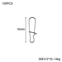Load image into Gallery viewer, 100pcs Stainless Steel Fishing Connector Fast Clip Lock Snap Swivel Solid Rings Safety Snaps Fishing Hook Tool Snap
