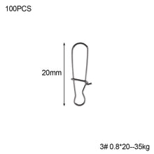 Load image into Gallery viewer, 100pcs Stainless Steel Fishing Connector Fast Clip Lock Snap Swivel Solid Rings Safety Snaps Fishing Hook Tool Snap