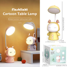 Load image into Gallery viewer, Cartoon USB Rechargeable Table Lamp Dual Light LED Lamp Student Kids Bedroom Reading Desk Lamp Night Light